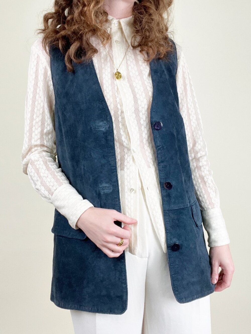 Vintage Suede Leather Long Duster Cardigan Vest Sleeveless Jacket Coat European